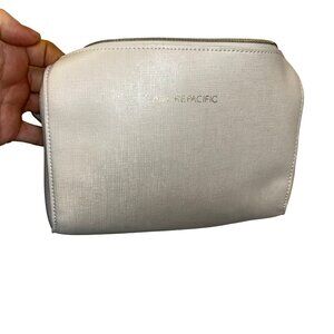 amore pacific Tropical green khaki leaves print white zip make up pouch …